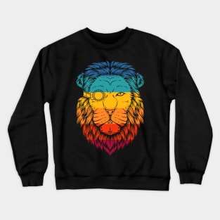 Retro Cyberpunk Lion Crewneck Sweatshirt